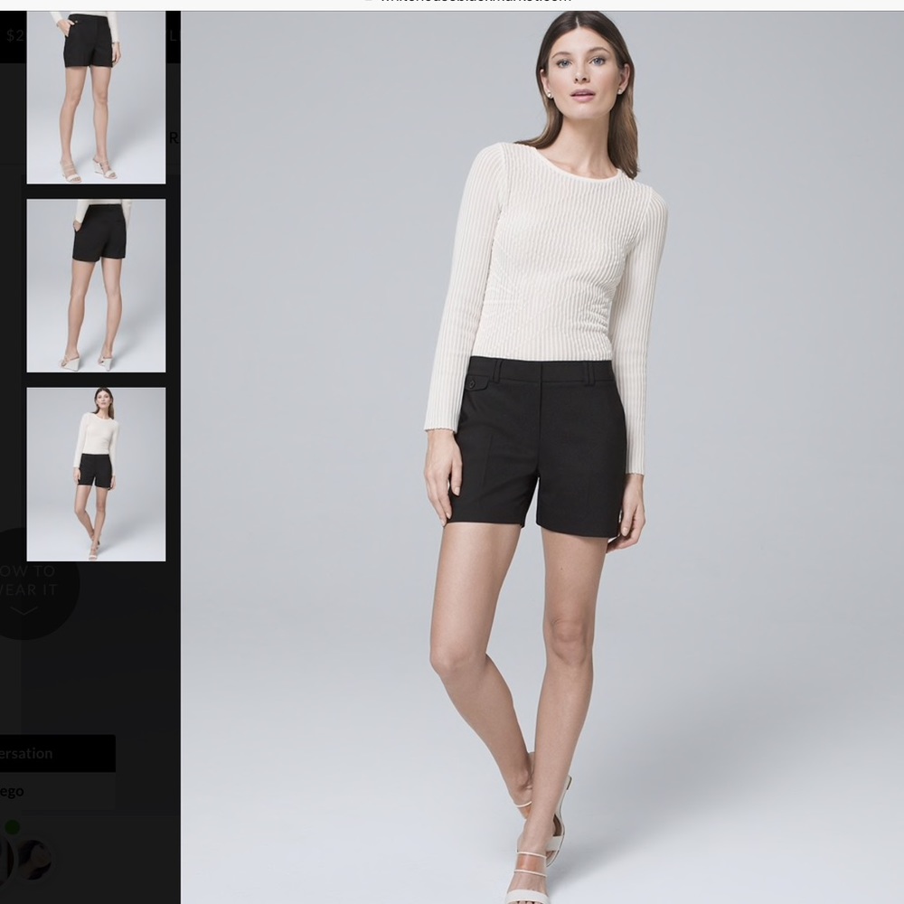 White House Black Market 5" Black Shorts